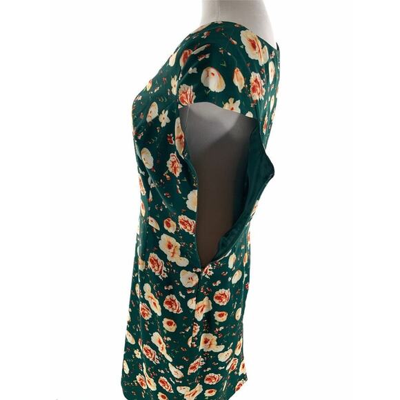 JM Studio By John Meyer Dress Women's 10 Emerald Floral Cap Sleeve Stretch Midi - Picture 6 of 7